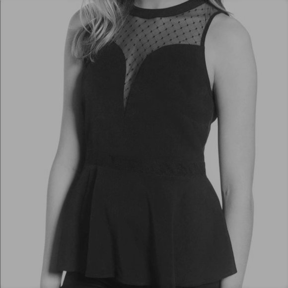 Black peplum with lace sleeveless top Size M Chelsea28 - Picture 4 of 5